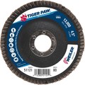 Weiler 4-1/2" Tiger Paw Abrasive Flap Disc, Angled (TY29), 80Z, 7/8" 51121